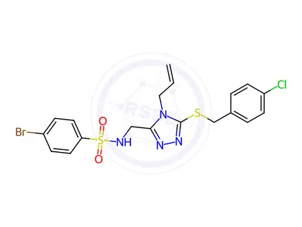Chemical structure of N-((4-allyl-5-((4-chlorobenzyl)thio)-4H-1,2,4-triazol-3-yl)methyl)-4-bromobenzenesulfonamide
