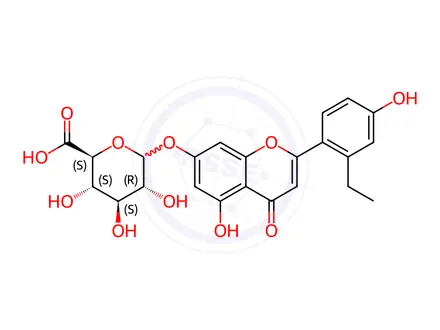 Chemical structure of Apigenin-7-O-glucuronide-6'-ethyl ester