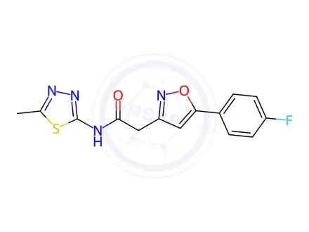 Chemical structure of 2-(5-(4-Fluorophenyl)isoxazol-3-yl)-N-(5-methyl-1,3,4-thiadiazol-2-yl)acetamide