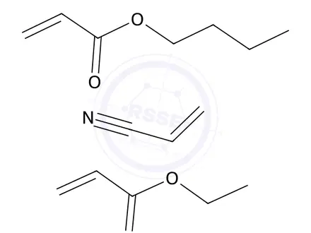Chemical structure of 2-Propenoic acid, butyl ester, polymer with ethyl 2-propenoate and 2-propenenitrile