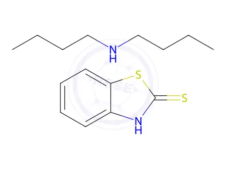 Chemical structure of benzothiazole-2(3H)-thione, compound with dibutylamine (1:1)