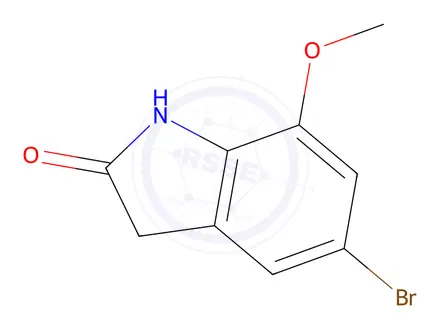Chemical structure of 5-Bromo-7-methoxyindolin-2-one