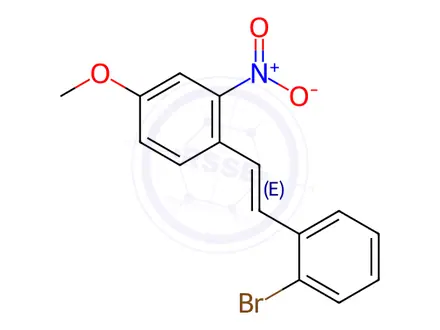 Chemical structure of (E)-2-Bromo-2’-nitro-4’-methoxystilbene