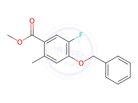 Chemical structure of Benzoic acid, 5-fluoro-2-methyl-4-(phenylmethoxy)-, methyl ester