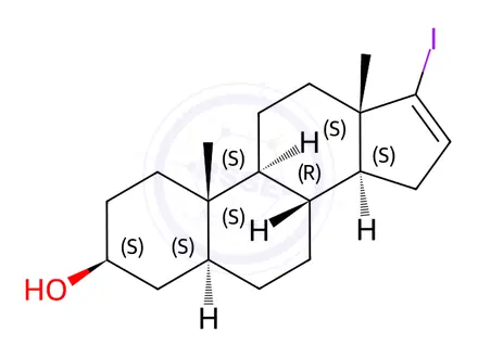 Chemical structure of (3S,5S,8R,9S,10S,13S,14S)-17-Iodo-10,13-dimethyl-2,3,4,5,6,7,8,9,10,11,12,13,14,15-tetradecahydro-1H-cyclopenta[a]phenanthren-3-ol