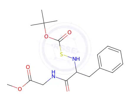 Chemical structure of Glycine, N-[(1,1-dimethylethoxy)carbonyl]thio-L-phenylalanyl-, methyl ester