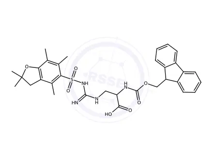 Chemical structure of Fmoc-(3,(Pbf)Guanidino)-Ala-OH