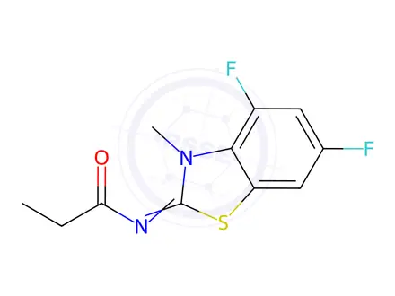 Chemical structure of N-(4,6-Difluoro-3-methylbenzo[d]thiazol-2(3H)-ylidene)propionamide