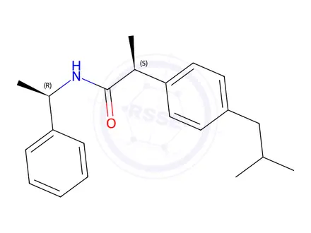 Chemical structure of (2SR)-2-(4-Isobutylphenyl)-N-((RS)-1-Phenylethyl)Propanamide