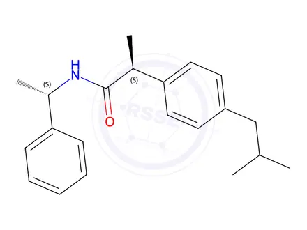 Chemical structure of (2SR)-2-(4-Isobutylphenyl)-N-((SR)-1-Phenylethyl)Propanamide