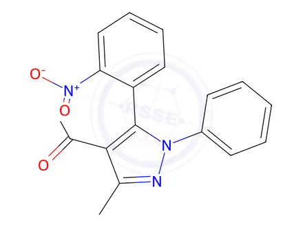 Chemical structure of 1-(3-Methyl-5-(2-nitrophenyl)-1-phenyl-1H-pyrazol-4-yl)ethanone