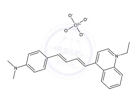 Chemical structure of 4-((1E,3E)-4-(4-(Dimethylamino)phenyl)buta-1,3-dien-1-yl)-1-ethylquinolin-1-ium perchlorate