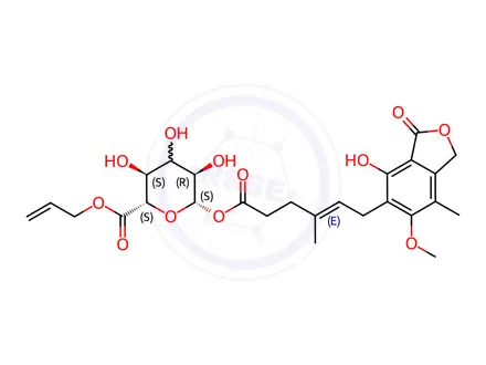 Chemical structure of Mycophenolic Acid Acyl-beta-D-glucuronide Allyl Ester