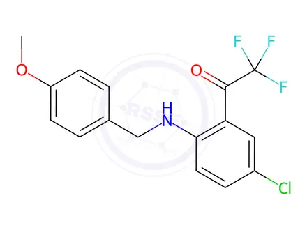 Chemical structure of 4-Chloro-N-(4-methoxybenzyl)-2-(trifluoroacetyl)aniline