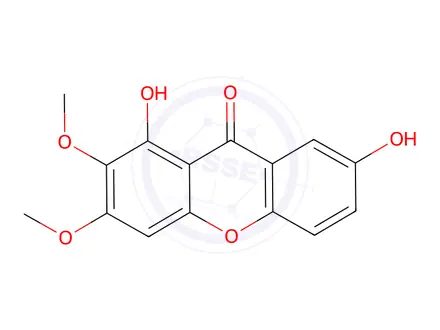 Chemical structure of 1,7-Dihydroxy-2,3-dimethoxy-9H-xanthen-9-one
