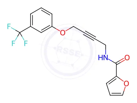 Chemical structure of N-(4-(3-(Trifluoromethyl)phenoxy)but-2-yn-1-yl)furan-2-carboxamide