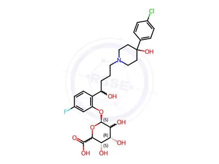 Chemical structure of 2-[4-[4-(4-Chlorophenyl)-4-hydroxy-1-piperidinyl]-1-hydroxybutyl]-5-fluorophenyl beta-D-glucopyranosiduronic acid;