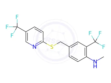Chemical structure of N-methyl-2-(trifluoromethyl)-4-(((5-(trifluoromethyl)pyridin-2-yl)thio)methyl)aniline