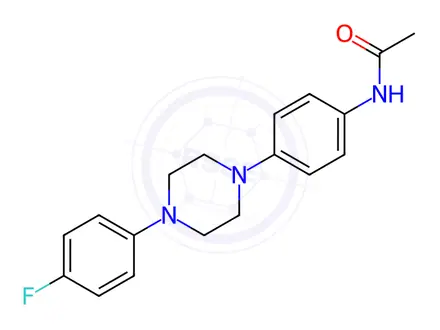 Chemical structure of N-{4-[4-(4-fluorophenyl)piperazin-1-yl]phenyl}acetamide