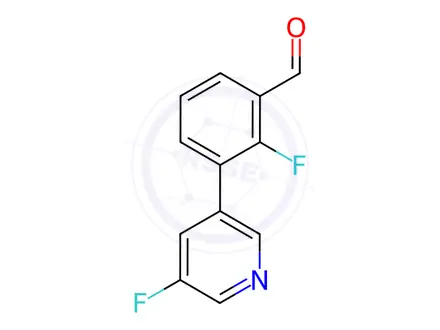 Chemical structure of 2-fluoro-3-(5-fluoropyridin-3-yl)benzaldehyde