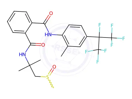 Chemical structure of N-(2-methylsulfinyl-1,1-dimethyl-ethyl)-N'-{2-methyl-4-[1,2,2,2-tetrafluoro-1-(trifluoromethyl)ethyl]phenyl}phthalamide