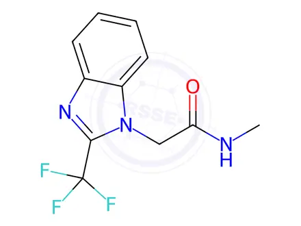 Chemical structure of N-methyl-2-(2-(trifluoromethyl)-1H-benzo[d]imidazol-1-yl)acetamide