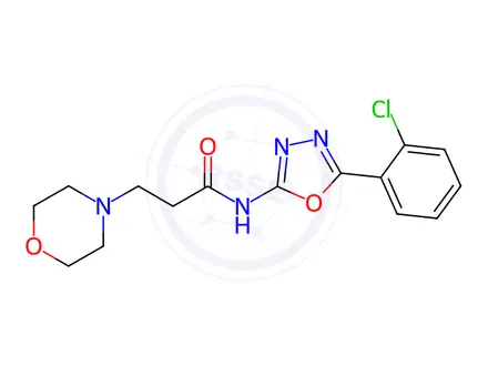 Chemical structure of N-(5-(2-Chlorophenyl)-1,3,4-oxadiazol-2-yl)-3-morpholinopropanamide