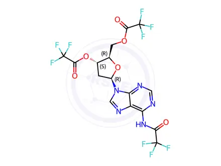 Chemical structure of 2'-Deoxy-N-(trifluoroacetyl)adenosine 3',5'-bis(trifluoroacetate)