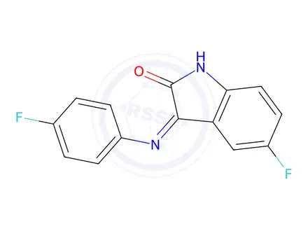 Chemical structure of 5-Fluoro-3-((4-fluorophenyl)imino)indolin-2-one