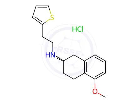 Chemical structure of Rac-N-(1,2,3,4-Tetrahydro-5-methoxy-2-naphthalenyl)-2-thiopheneethanamine Hydrochloride