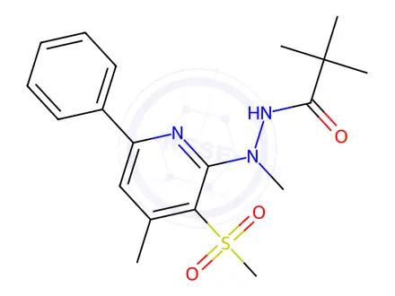 Chemical structure of N'-methyl-N'-(4-methyl-3-(methylsulfonyl)-6-phenylpyridin-2-yl)pivalohydrazide