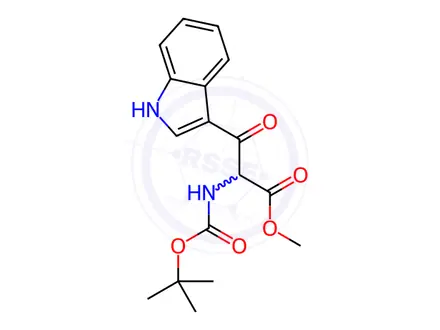 Chemical structure of Tryptophan, N-[(1,1-dimethylethoxy)carbonyl]-β-oxo-, methyl ester