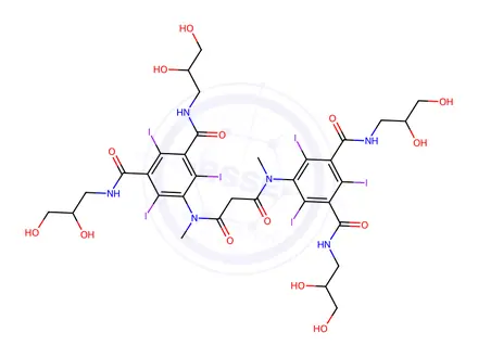Chemical structure of 5,5'-[(1,3-Dioxo-1,3-propanediyl)bis(methylimino)]bis[N,N'-bis(2,3-dihydroxypropyl)-2,4,6-triiodo-1,3-benzenedicarboxamide]
