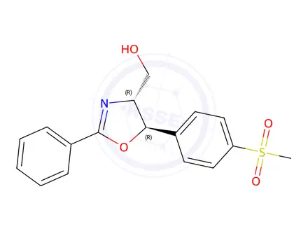 Chemical structure of ((4R,5R)-5-(4-(methylsulfonyl)phenyl)-2-phenyl-4,5-dihydrooxazol-4-yl)methanol