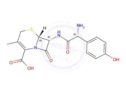 Chemical structure of (6R,7R)-7-[[(2R)-Amino(4-hydroxyphenyl)acetyl]amino]-3-methyl-8-oxo-5-thia-1-azabicyclo[4.2.0]oct-2-ene-2-carboxylate N,N-Dimethylformamide