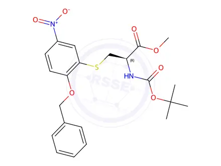 Chemical structure of S-(5-Nitro-2-benzyloxy)phenyl-N-tert-butyloxycarbonyl-L-cysteine Methyl Ester
