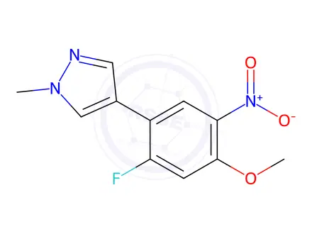 Chemical structure of 4-(2-Fluoro-4-methoxy-5-nitrophenyl)-1-methyl-1H-pyrazole