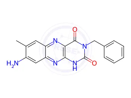 Chemical structure of 8-AMINO-3-BENZYL-7-METHYLBENZO[G]PTERIDINE-2,4(1H,3H)-DIONE