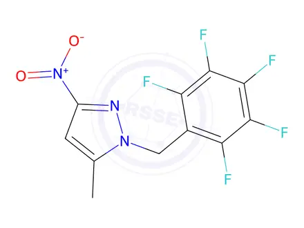 Chemical structure of 5-Methyl-3-nitro-1-((perfluorophenyl)methyl)-1h-pyrazole