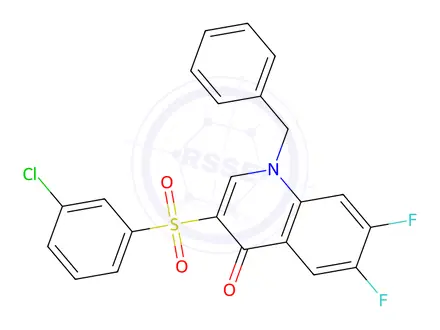 Chemical structure of 1-Benzyl-3-((3-chlorophenyl)sulfonyl)-6,7-difluoroquinolin-4(1H)-one