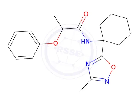 Chemical structure of N-(1-(3-methyl-1,2,4-oxadiazol-5-yl)cyclohexyl)-2-phenoxypropanamide