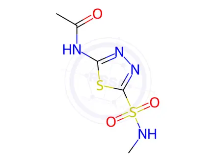 Chemical structure of N-(5-(N-methylsulfamoyl)-1,3,4-thiadiazol-2-yl)acetamide