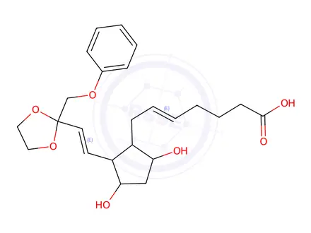 Chemical structure of 5-Heptenoic acid, 7-(3,5-dihydroxy-2-(2-(2-(phenoxymethyl)-1,3-dioxolan-2-yl)ethenyl)cyclopentyl)-, (1R-(1-alpha(Z),2-beta(E),3-alpha,5-alpha))-