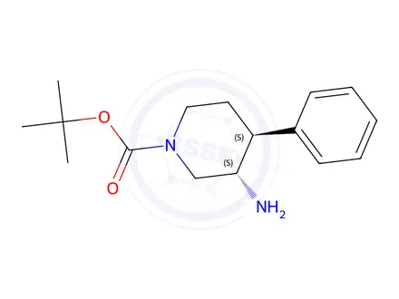 Chemical structure of tert-Butyl trans-3-amino-4-phenylpiperidine-1-carboxylate
