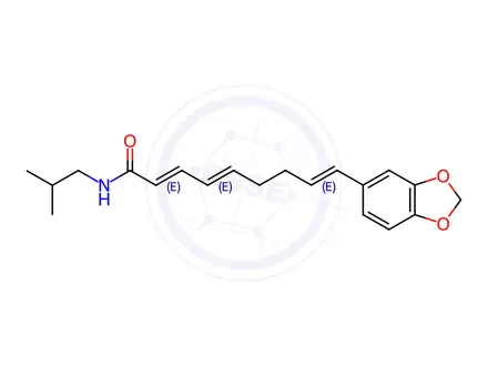 Chemical structure of 2,4,8-Nonatrienamide, 9-(1,3-benzodioxol-5-yl)-N-(2-methylpropyl)-, (2E,4E,8E)-