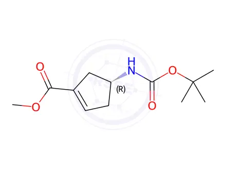 Chemical structure of methyl (4R)-4-{[(tert-butoxy)carbonyl]amino}cyclopent-1-ene-1-carboxylate