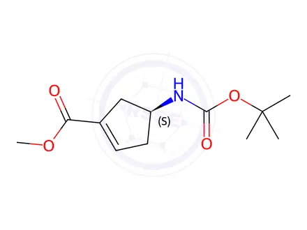 Chemical structure of methyl (S)-4-((tert-butoxycarbonyl)amino)cyclopent-1-ene-1-carboxylate