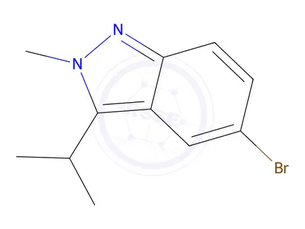 Chemical structure of 5-bromo-3-isopropyl-2-methyl-2H-indazole