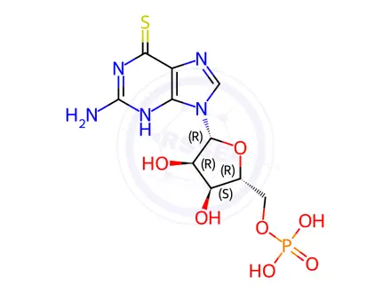 Chemical structure of 6-thioguanosine-5'-monophosphate