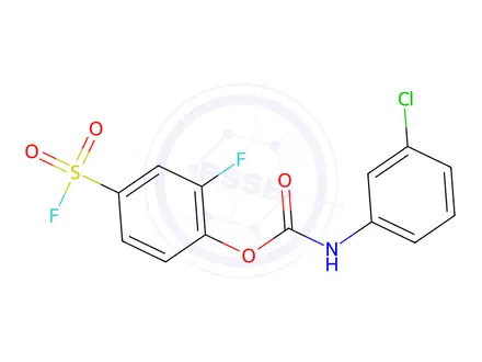 Chemical structure of N-(m-Chlorophenyl)carbamic acid 2-fluoro-4-(fluorosulfonyl)phenyl ester